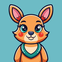 Cute Kangaroo with Makeup – Cartoon Vector Icon Illustration, Animal and Beauty Concept Isolated in Flat Style
