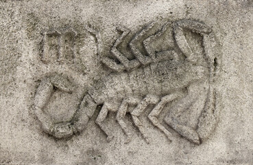 Vintage Zodiac sand stone carving  - Scorpio or Scorpion, 