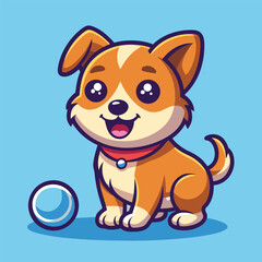 Cute Dog Playing – Flat Cartoon Icon Illustration of Puppy Mascot Animal Character Concept
