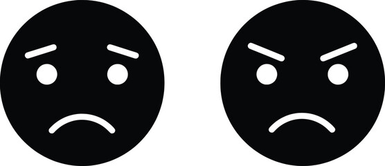Fototapeta premium Emotion Vector Illustration Sad and Angry Faces