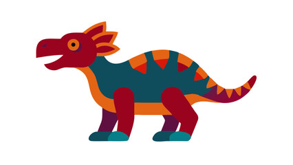 Fototapeta premium Cute and Expressive Dinosaur Logo Icon Featuring an Arched Spine, Defined Muscles, and Playful Colors