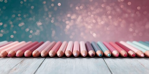 National Numeracy Day UK Back-to-School Setup with Colored Pencils Arch on Wooden Table Creative Learning and Autumn Harvest Festival for Seasonal Education Campaigns