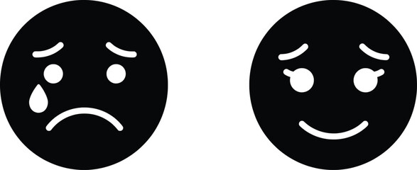 Emotion Vector Illustration Sad and Happy Faces