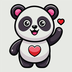 Cute Panda with Korean Love Hand Sign – Cartoon Vector Icon Illustration, Animal Love Concept Isolated
