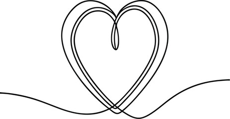 One line heart , valentine's day vector illustration, modern single line art 
