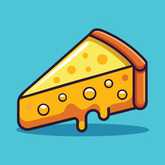 Slice of Melted Cheese – Flat Cartoon Vector Icon Illustration of Food Object Concept Isolated Premium
