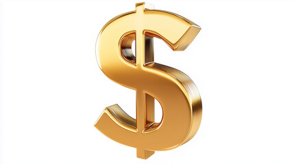 Golden 3D dollar sign representing wealth money and finance in a shiny metallic style