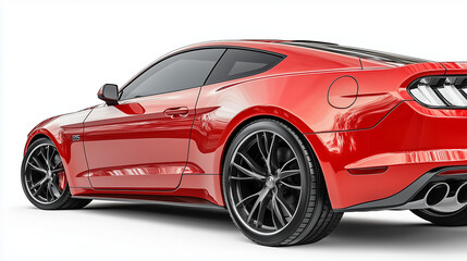 Fototapeta premium Red sports car on white background showcasing speed and luxury design