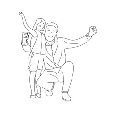 Dad and Son Playing Together in Park – Family Love Concept