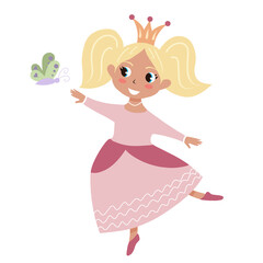 Funny cartoon princess with a butterfly. Cartoon Princess Marianne, part 2.
