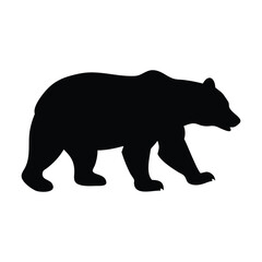 Obraz premium Black silhouette of a bear on a white background