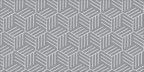 Seamless pattern with hexagon fabric geometric pattern. Abstract ornament chevron design background. Vector mosaic tile design closeup.	