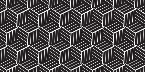Seamless pattern with hexagon fabric geometric pattern. Abstract ornament chevron design background. Vector mosaic tile design closeup.	