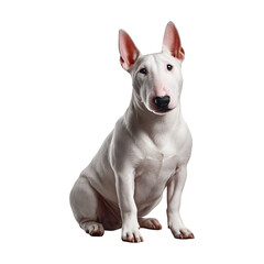 Bull Terrier dog sitting and alert