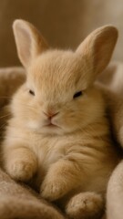Obraz premium Adorable fluffy baby rabbit resting.