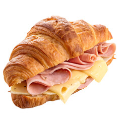 A croissant sandwich ham cheese isolated on a transparent background
