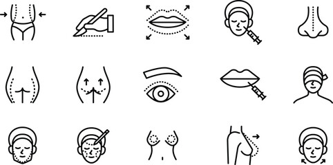 Icon collection of plastic surgery