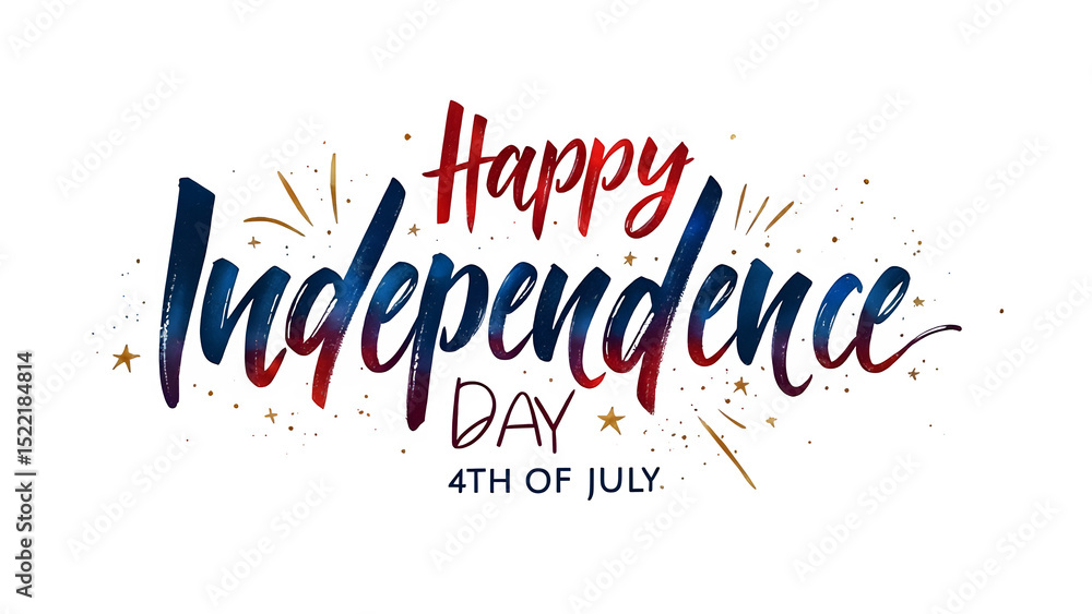Fototapete vector graphic featuring handwritten brush script of '4th of july' set against a white backdrop. wis