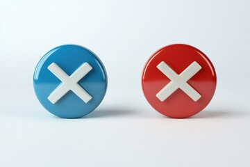 Obraz premium Deny symbols in blue and red colors on white background