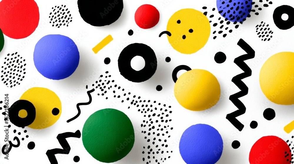 Aufkleber colorful pattern of round balls with black and white swirls. the balls are of different colors and s