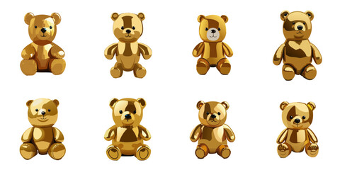 Multiple vector illustrations golden teddy bear


