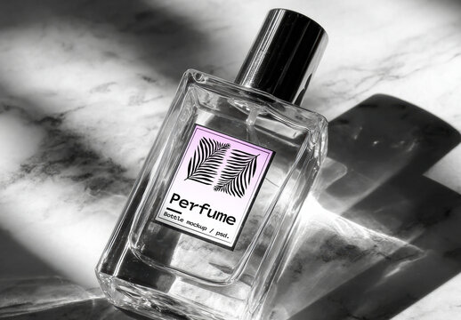 Perfume Bottle Mockup on Marble Surface
