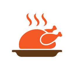 Hot Roasted Chicken Symbol – Food Icon Illustration