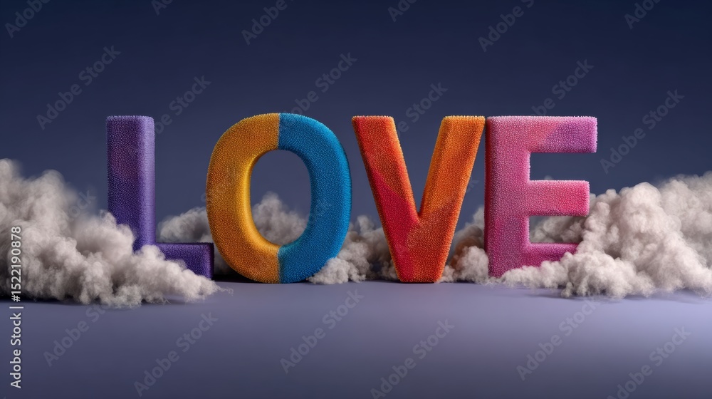 Poster the image is a colorful and playful representation of the word 
