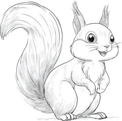 Obraz premium Rabbit Cartoon Character Outline for Coloring – Cute Bunny Line Art Vector Adobe Illustrator Artwork