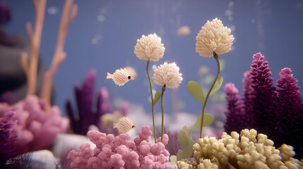 coral reef with mechanical sea creatures swimming through digital currents