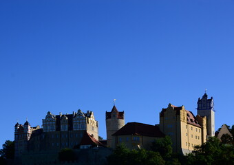 Obraz premium Historical Castle in the Town Bernburg at the River Saale, Saxony - Anhalt
