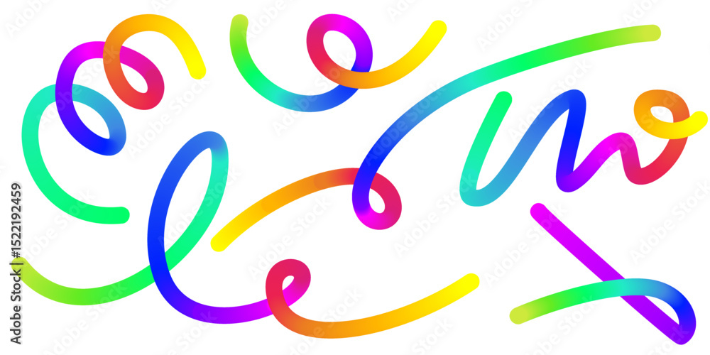 Poster gradient abstract lines. 3d fluid color graphic elements. vector swirl and spiral rainbow stripes. w