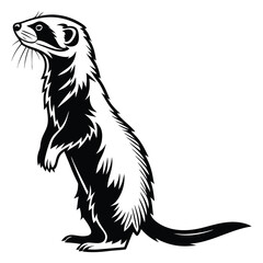 Obraz premium Cartoon vector illustration of a cute wild mammal, a lion cub, lion, squirrel, ferret, raccoon, and polecat, isolated on a white background