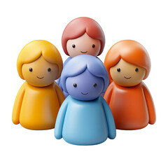 3D Simple Group User Icon Isolated. Render Group Profile Photo Symbol UI. Cartoon plastic style icon