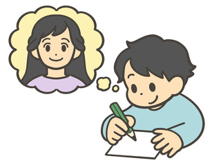 お母さんに手紙を書く子供