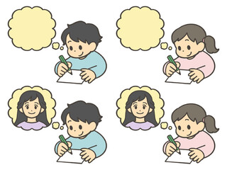 お母さんに手紙を書く子供　セット