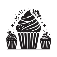 Set of Stylized Cupcake Silhouettes