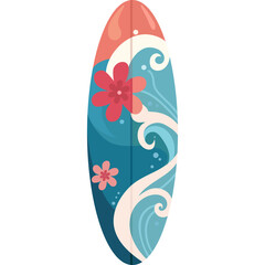 Cute Flower Pattern Surfboard Illustration
