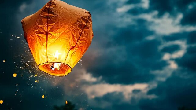 Illuminated sky lantern ascending