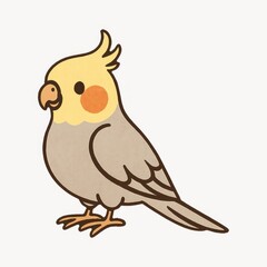 Obraz premium Cute cartoon cockatiel illustration.