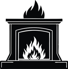  a burning stove vector illustration