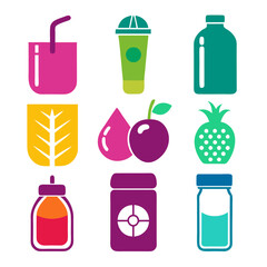 Bright and colorful set of flat vector icons