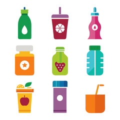 Various drink container designs on a white backdrop image