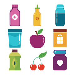 Collection of healthy items: supplements, fruit, and natural remedies