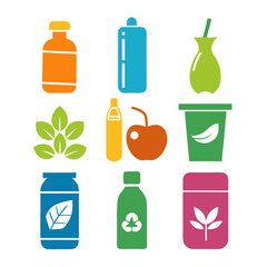 Colorful assortment of environmental and sustainable product icons