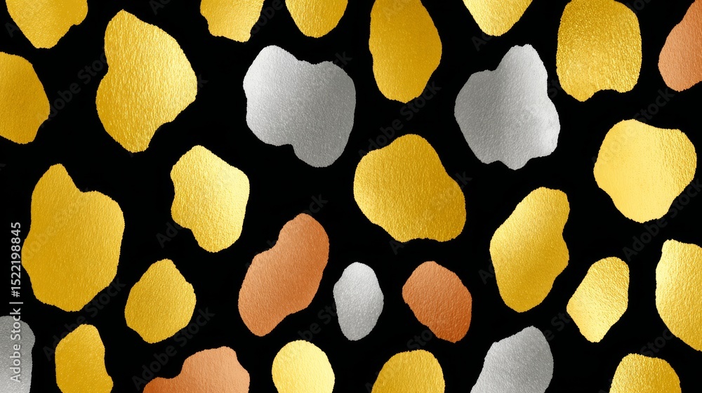 Poster gold and silver patterned background with small gold and silver rocks. the pattern is made up of man