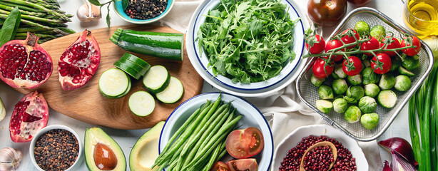 Seasonal vegetarian, vegan cooking ingredients