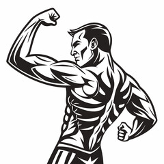 Obraz premium Vector illustration of a muscular man flexing his biceps