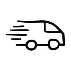 Fast delivery doodle vector icon