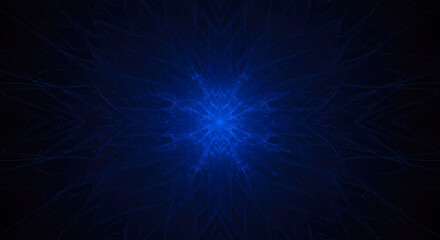 Naklejka premium Abstract Blue Fractal Art Deep Space Nebula Cosmic Energy Mystical Galaxy Starburst Background Digital Design
